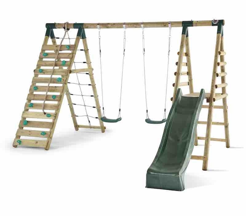 plum slide and swing set
