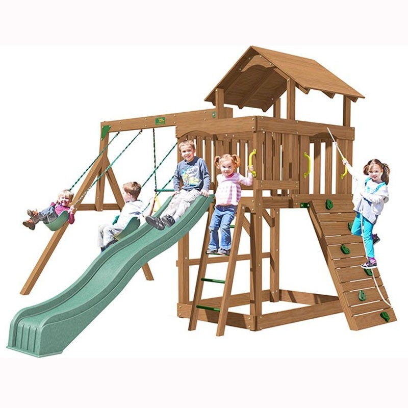 wooden climbing frames with slide
